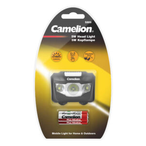 CAMELION S809-DB 5-vatna LED-čelna svetilka / 4+3 funkcije / vključno s 3 baterijami LR03